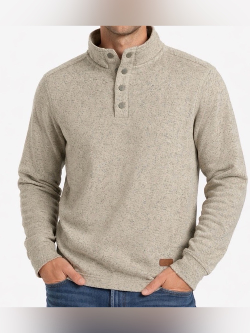 G.H. Bass & Co Men’s size Small Beige Snap Mock Neck Pullover(A535)